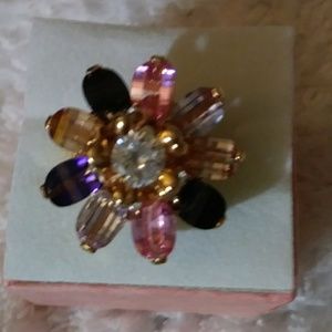 Beautiful Gold Plated Multicolored Gems Ring